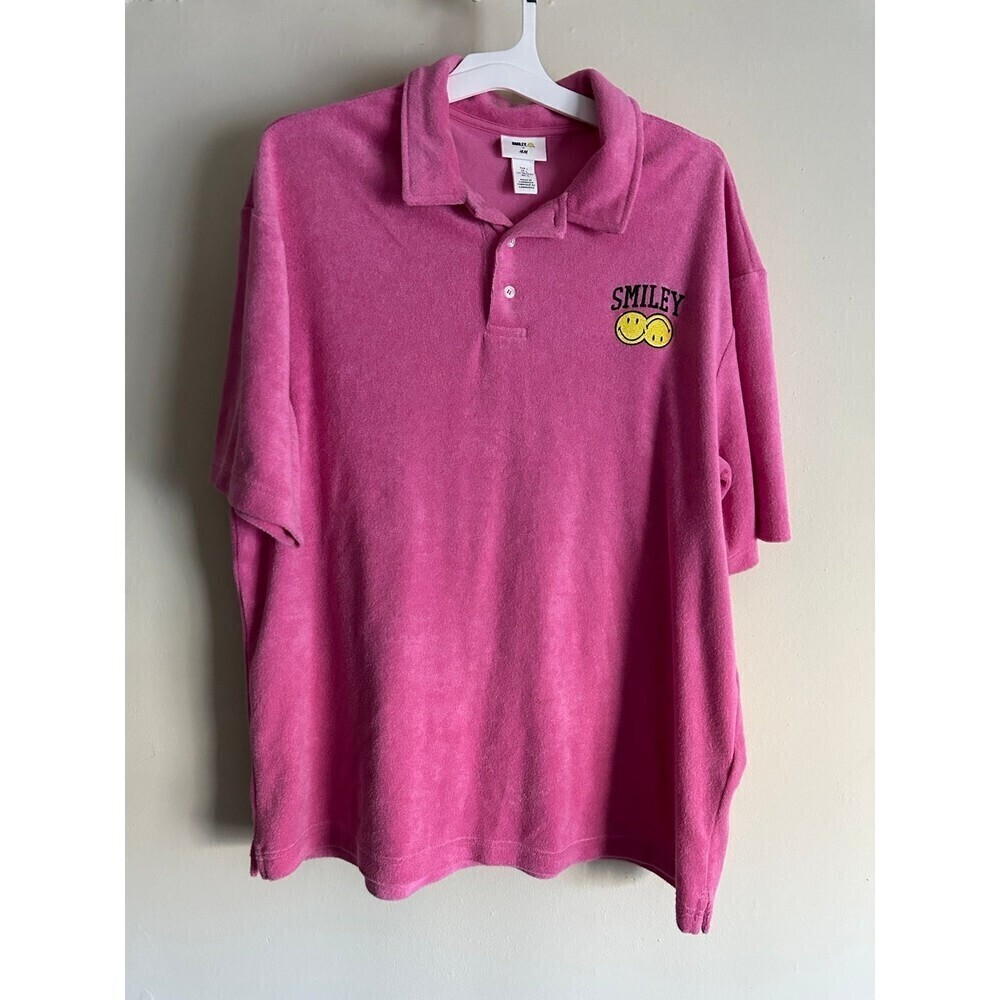 Men’s Smiley by H&M pink polo shirt L